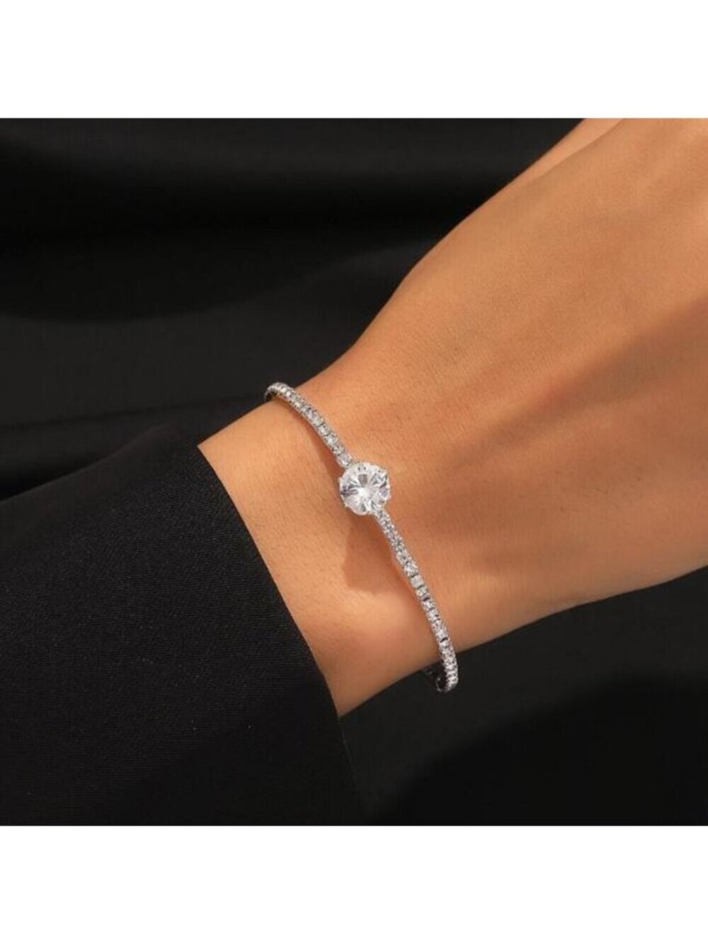 Sterling Silver 925 Moissanite Solitaire Bracelet
